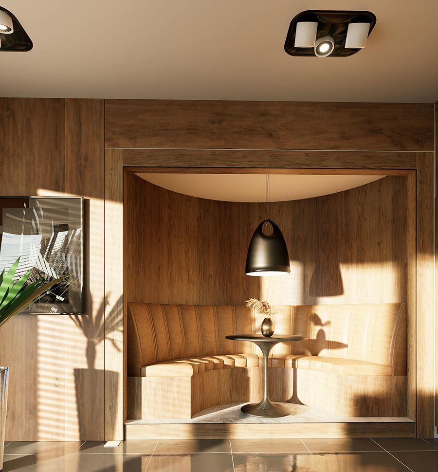 Elegant bedroom interior with warm modern residential atmosphere